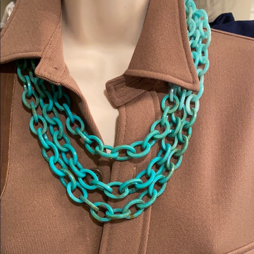 PANACEA TURQUOISE RESIN 3 STRAND NECKLACE FROM NEIMAN MARCUS NWT - Picture 1 of 13
